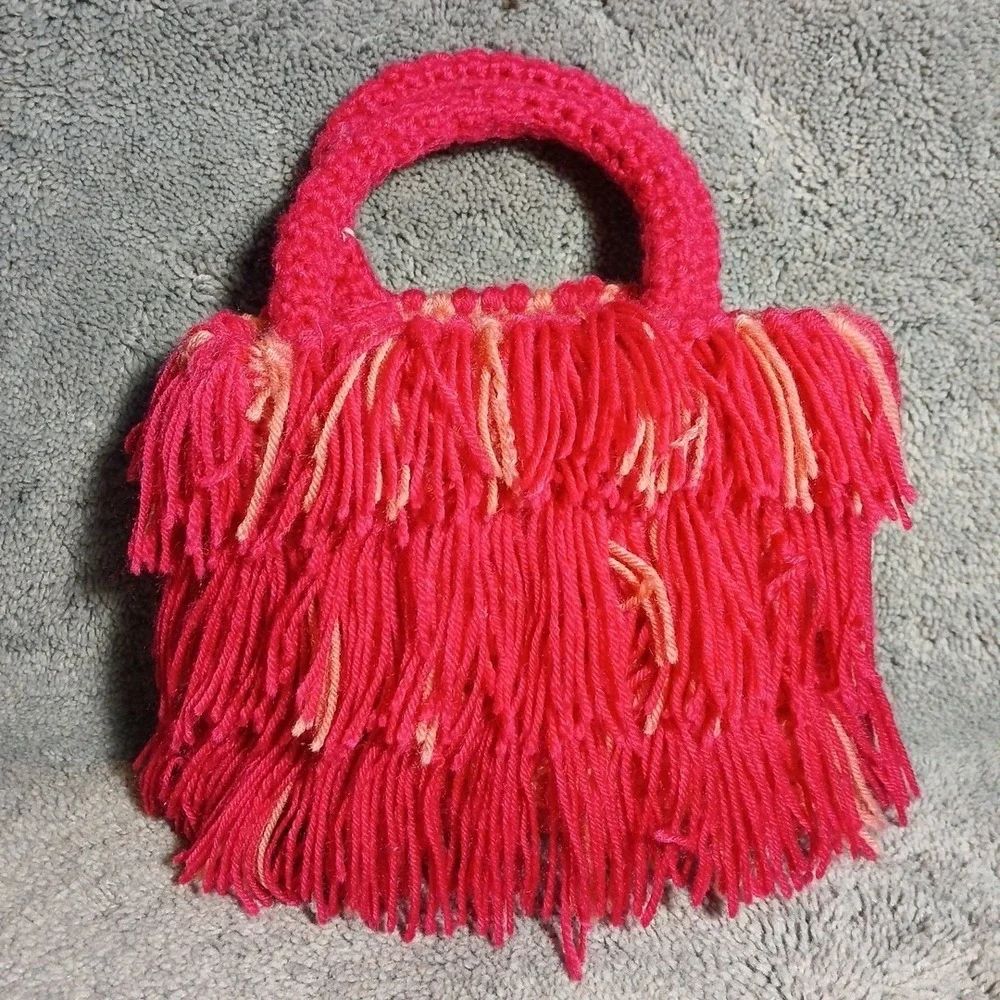 Natural‎ Life Baby Pink Bright Pink Crochet Yarn Purse Hand Bag NWT!